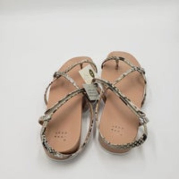 A New Day Eden Snake Print Strappy Toe Loop Sandals Gray 8.5 - Picture 4 of 5